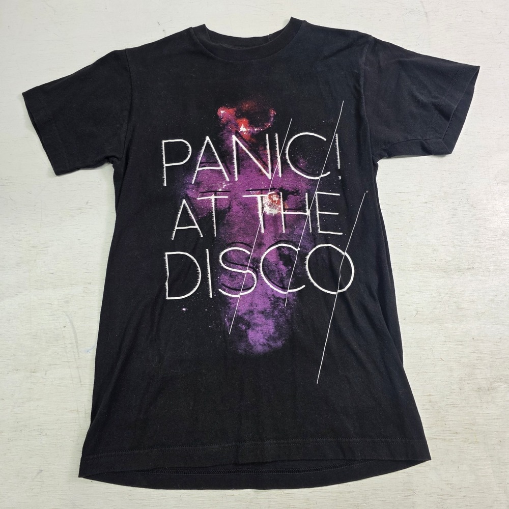 Panic At The‎ Disco PATD T-Shirt Galaxy Nebula Black Pink Purple Men's Sz S EUC